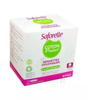 Saforelle Coton Protect Serviette Jetable Avec Ailette B/10 à Monsempron-Libos
